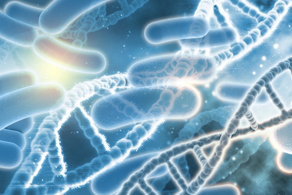 Microbioma y ADN representado en 3D